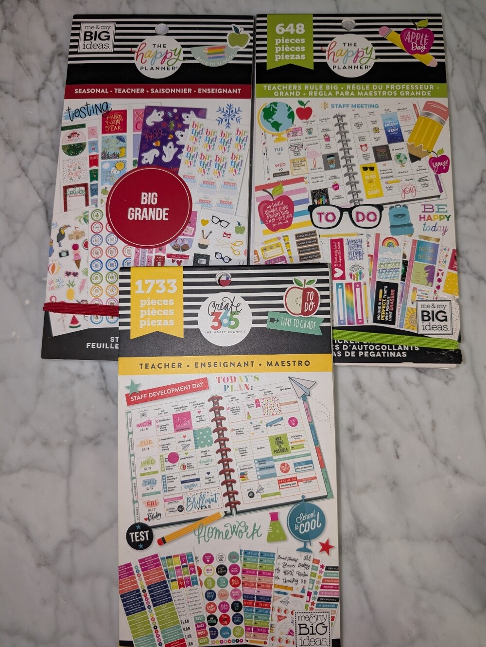 😀 The Happy Planner Stickers Bundle "Teachers Rule Big" Seasonal Packs Set Of 3